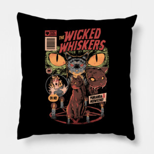 Wicked Whiskers - Dark Horror Movie Cat Poster Gift Pillow