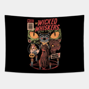 Wicked Whiskers - Dark Horror Movie Cat Poster Gift Tapestry