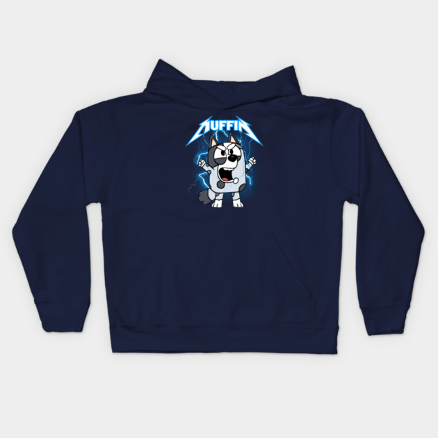 Muffin Metal Bluey Kids Hoodie by flataffex