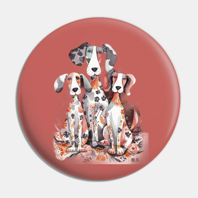 Whimsical Illustration Featuring Three Dogs with Patchwork Like Patterns on Their Bodies Pin by animegirlnft