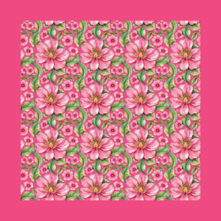 Pink Flowers Pattern T-Shirt