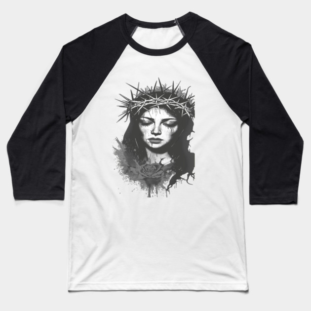 Grayscale Artistic Composition Featuring a Crown Baseball T-Shirt by animegirlnft
