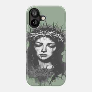 Grayscale Artistic Composition Featuring a Crown Phone Case