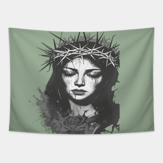 Grayscale Artistic Composition Featuring a Crown Tapestry by animegirlnft