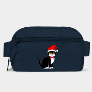 Tuxedo Cat in Bowtie at Christmas Bag