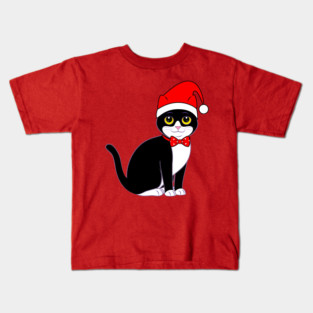 Tuxedo Cat in Bowtie at Christmas Kids T-Shirt