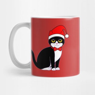 Tuxedo Cat in Bowtie at Christmas Mug