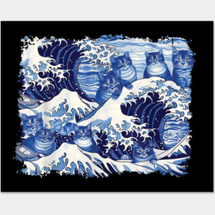 Blue Cats Wave For Kamala Funny Cat Owners Kamala Harris Posters and Art