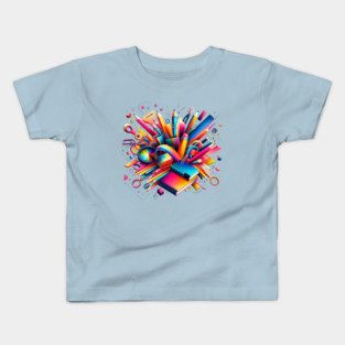 School Supplies, Back to School: Creative School Patterns, Minimalist School Patterns, Abstract Art Supplies, Abstract School Art - Back to School Vibes, Ideal Gift. Kids T-Shirt