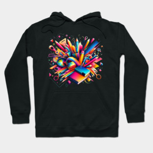 School Supplies, Back to School: Creative School Patterns, Minimalist School Patterns, Abstract Art Supplies, Abstract School Art - Back to School Vibes, Ideal Gift. Hoodie