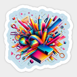 School Supplies, Back to School: Creative School Patterns, Minimalist School Patterns, Abstract Art Supplies, Abstract School Art - Back to School Vibes, Ideal Gift. Sticker