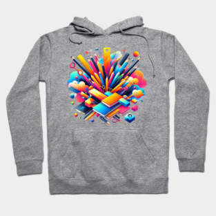 School Supplies, Back to School: Creative School Patterns, Shape Inspired Art - School Supplies Edition, Abstract School Art - Back to School Vibes, Ideal Gift. Hoodie