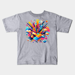 School Supplies, Back to School: Creative School Patterns, Shape Inspired Art - School Supplies Edition, Abstract School Art - Back to School Vibes, Ideal Gift. Kids T-Shirt