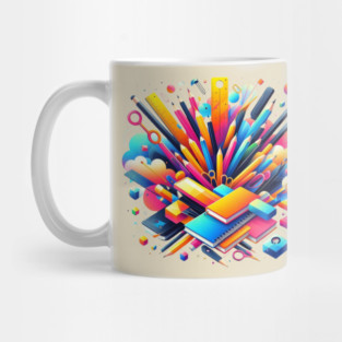 School Supplies, Back to School: Creative School Patterns, Shape Inspired Art - School Supplies Edition, Abstract School Art - Back to School Vibes, Ideal Gift. Mug