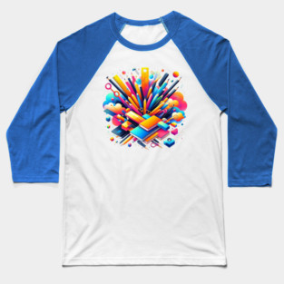 School Supplies, Back to School: Creative School Patterns, Shape Inspired Art - School Supplies Edition, Abstract School Art - Back to School Vibes, Ideal Gift. Baseball T-Shirt