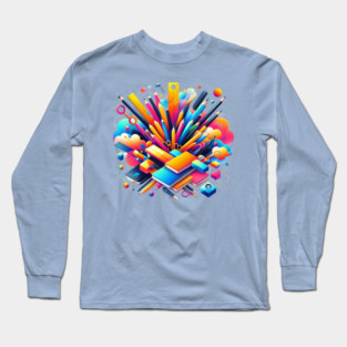School Supplies, Back to School: Creative School Patterns, Shape Inspired Art - School Supplies Edition, Abstract School Art - Back to School Vibes, Ideal Gift. Long Sleeve T-Shirt