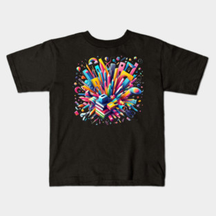 School Supplies, Back to School: Creative School Patterns, Abstract Art Supplies - Artistic School Supplies, Back to School Vibes, Ideal Gift. Kids T-Shirt