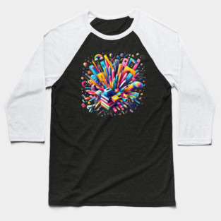 School Supplies, Back to School: Creative School Patterns, Abstract Art Supplies - Artistic School Supplies, Back to School Vibes, Ideal Gift. Baseball T-Shirt
