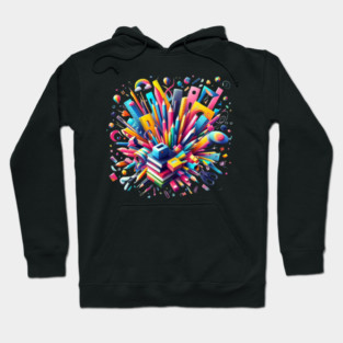 School Supplies, Back to School: Creative School Patterns, Abstract Art Supplies - Artistic School Supplies, Back to School Vibes, Ideal Gift. Hoodie