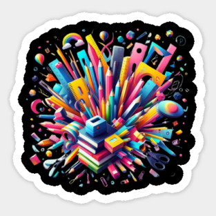 School Supplies, Back to School: Creative School Patterns, Abstract Art Supplies - Artistic School Supplies, Back to School Vibes, Ideal Gift. Sticker