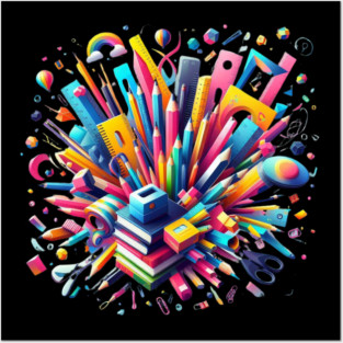 School Supplies, Back to School: Creative School Patterns, Abstract Art Supplies - Artistic School Supplies, Back to School Vibes, Ideal Gift. Posters and Art