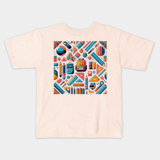 School Supplies, Back to School: Geometric Back to School: Shapes and Supplies - School Art Supplies, Go Back to School Vibes, Ideal Gift. Kids T-Shirt