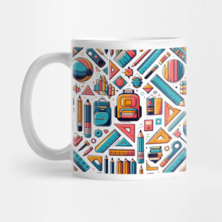 School Supplies, Back to School: Geometric Back to School: Shapes and Supplies - School Art Supplies, Go Back to School Vibes, Ideal Gift. Mug