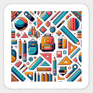 School Supplies, Back to School: Geometric Back to School: Shapes and Supplies - School Art Supplies, Go Back to School Vibes, Ideal Gift. Magnet