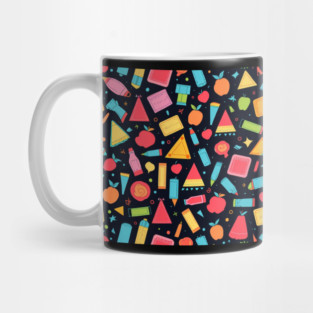 School Supplies, Back to School: Contemporary School Patterns: Artistic Supplies - School Art Supplies, Minimalist School Art, Abstract School Designs, Ideal Gift. Mug