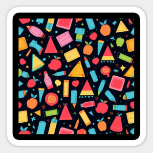School Supplies, Back to School: Contemporary School Patterns: Artistic Supplies - School Art Supplies, Minimalist School Art, Abstract School Designs, Ideal Gift. Sticker