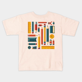 School Supplies, Back to School: Minimalist School Art, Back to School Vibes - School Art Supplies, Abstract School Designs, ideal Gift. Kids T-Shirt