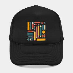 School Supplies, Back to School: Minimalist School Art, Back to School Vibes - School Art Supplies, Abstract School Designs, ideal Gift. Hat