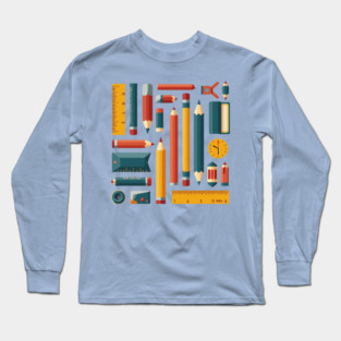School Supplies, Back to School: Minimalist School Art, Back to School Vibes - School Art Supplies, Abstract School Designs, ideal Gift. Long Sleeve T-Shirt