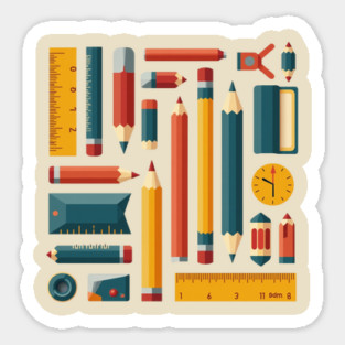 School Supplies, Back to School: Minimalist School Art, Back to School Vibes - School Art Supplies, Abstract School Designs, ideal Gift. Magnet