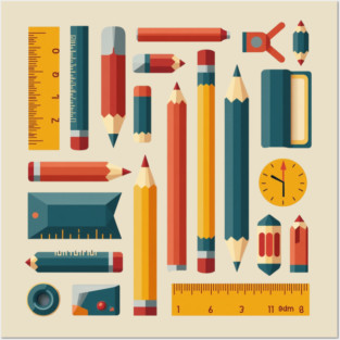 School Supplies, Back to School: Minimalist School Art, Back to School Vibes - School Art Supplies, Abstract School Designs, ideal Gift. Posters and Art