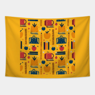 School Supplies, Back to School: Abstract Geometric School Designs - Designs for Teachers, School Art Supplies, Abstract School Designs, Ideal Gift. Tapestry