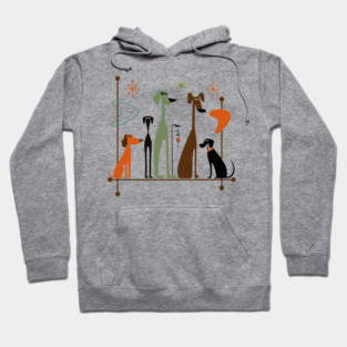 Retro Mid-Century Modern Dogs 50s 60s Style Hoodie