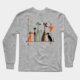 Retro Mid-Century Modern Dogs 50s 60s Style Long Sleeve T-Shirt