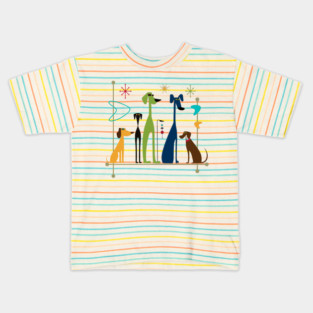 Retro Mid-Century Modern Dogs 50s 60s Style Kids T-Shirt