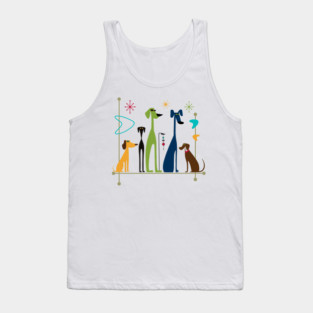 Retro Mid-Century Modern Dogs 50s 60s Style Tank Top