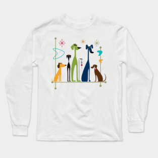 Retro Mid-Century Modern Dogs 50s 60s Style Long Sleeve T-Shirt