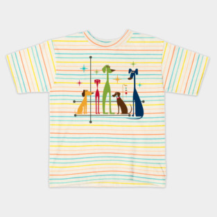 Retro Mid-Century Modern Dogs 50s 60s Style Kids T-Shirt