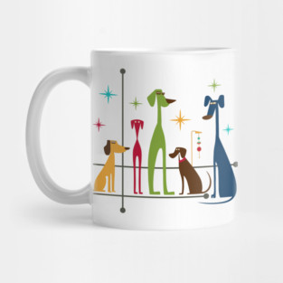 Retro Mid-Century Modern Dogs 50s 60s Style Mug