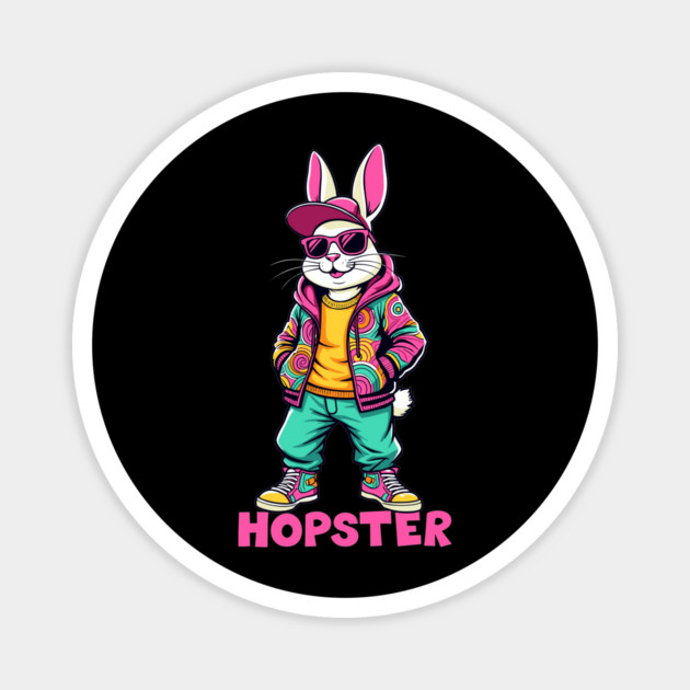Cool Hopster Rabbit Bunny Easter Pun Magnet by Anticorporati