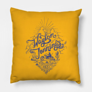Waylon Jennings Blue Logo Pillow