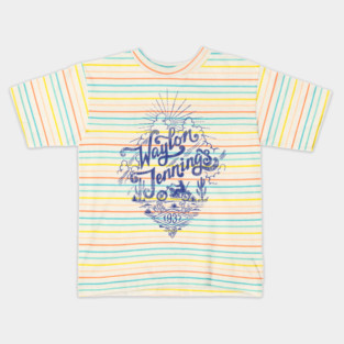 Waylon Jennings Blue Logo Kids T-Shirt