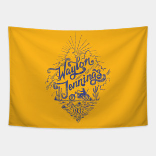 Waylon Jennings Blue Logo Tapestry