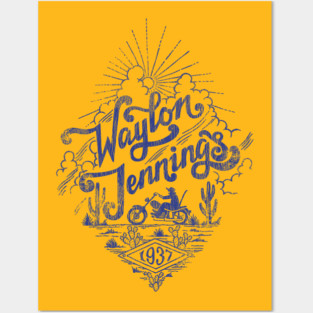 Waylon Jennings Blue Logo Posters and Art