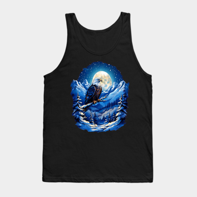 Bald Eagle Snowy Full Moon Tank Top by BirdsnStuff