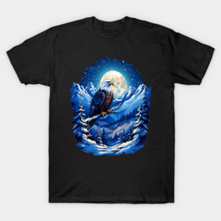 Bald Eagle Snowy Full Moon T-Shirt